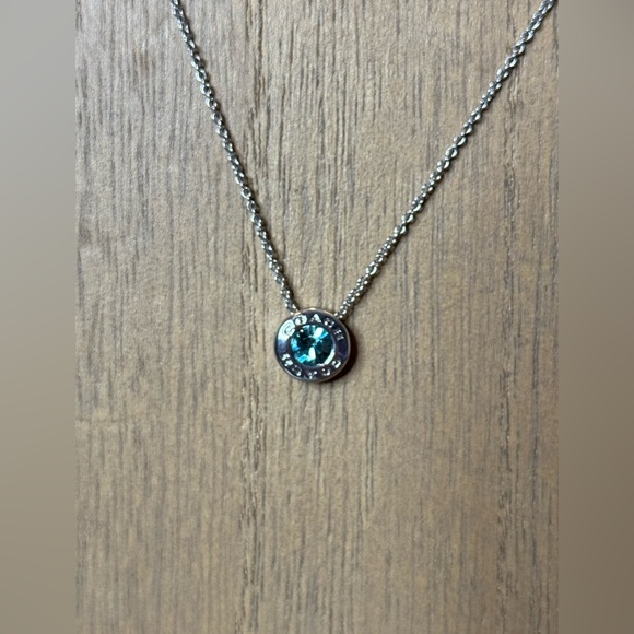 Coach Open Circle blue stone necklace silver toned stamped - Picture 6 of 9